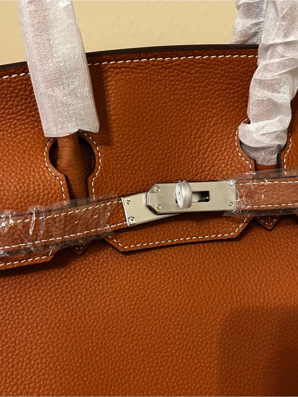 35cm Silver on Gold Top handle Leather Satchel BK Style
